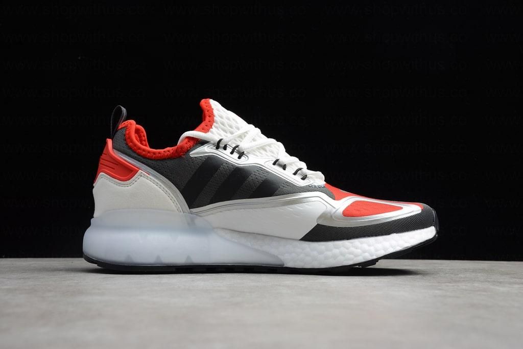adidasUnisex ZX 2K Boost - White/Black-Solar Red
