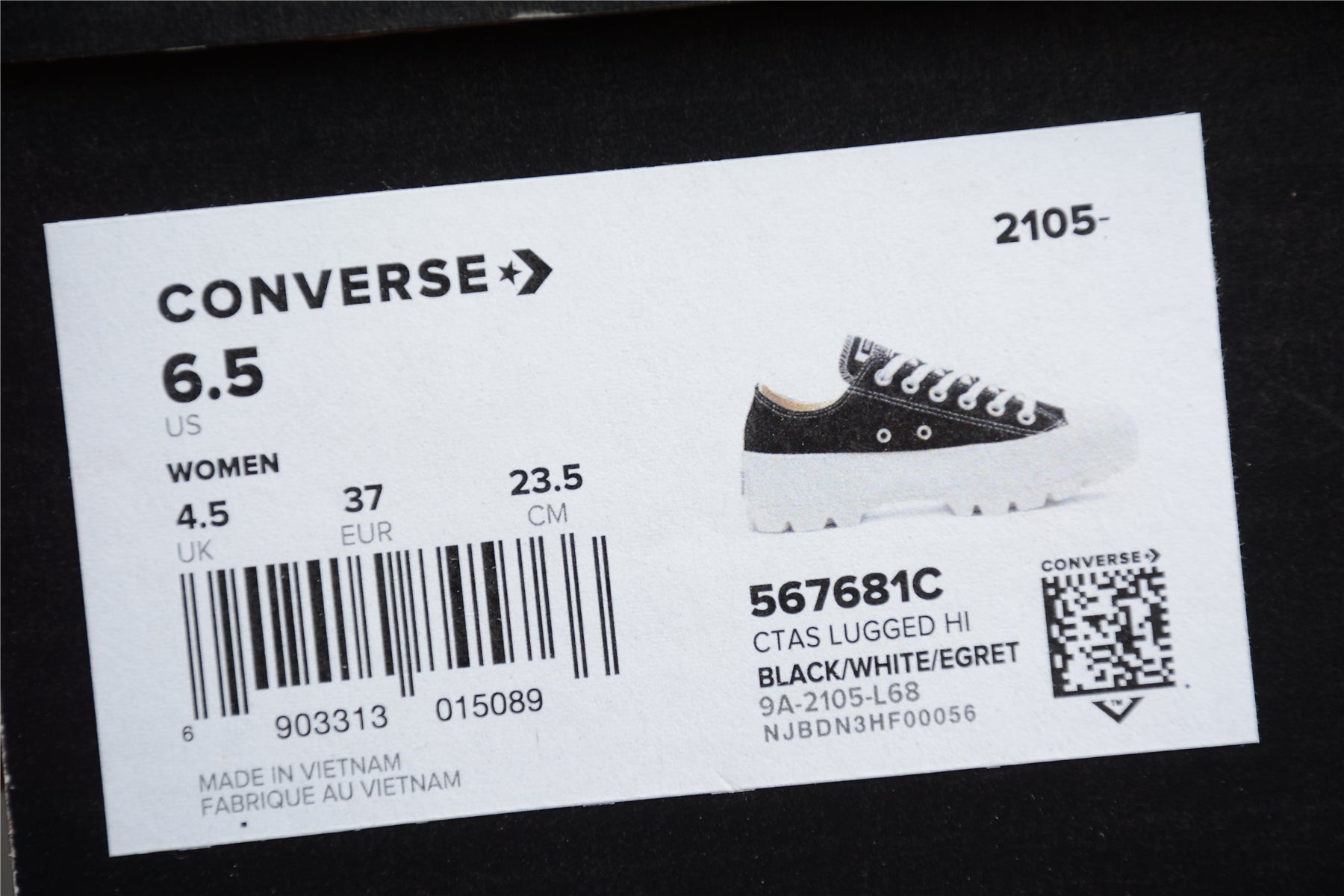 Unisex Converse Taylor All Star Lugged Chuck Low - Black