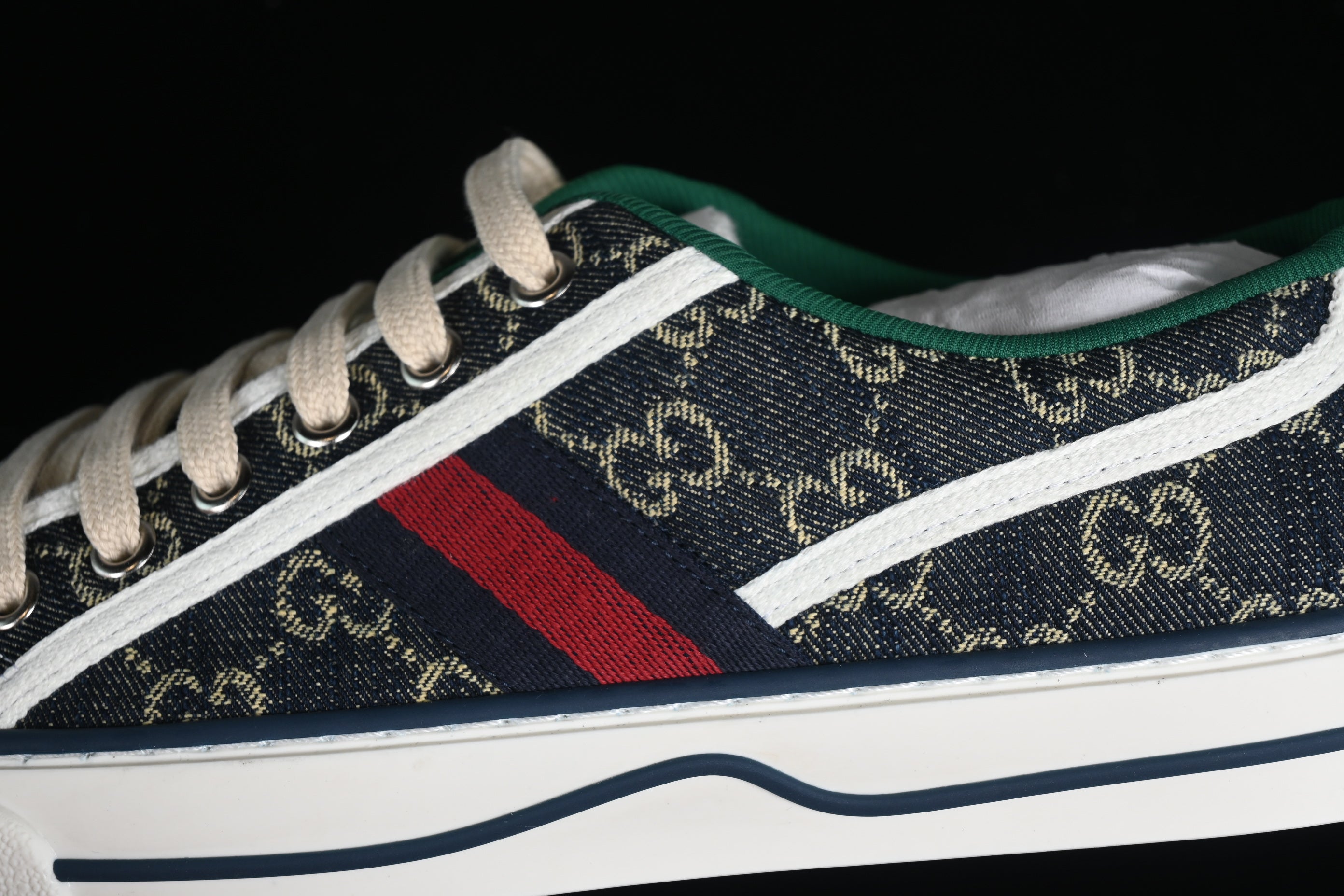 GUCCIUnisex GG Jacquard Denim Tennis - Blue Ivory