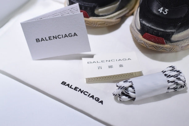BalenciagaUnisex Triple S Mesh  Nubuck and Leather Sneakers - Black/Red