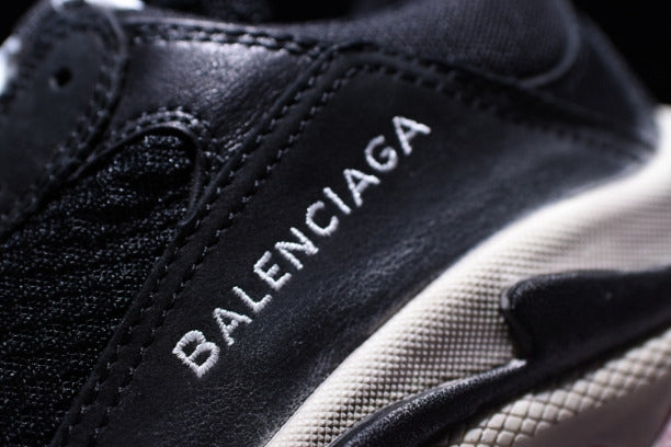 BalenciagaUnisex Triple S Mesh  Nubuck and Leather Sneakers - Black/Red