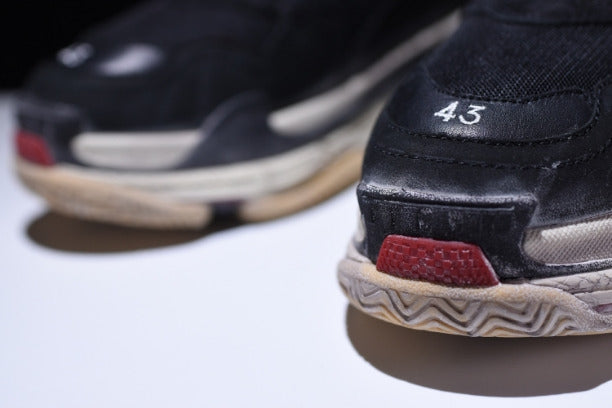 BalenciagaUnisex Triple S Mesh  Nubuck and Leather Sneakers - Black/Red