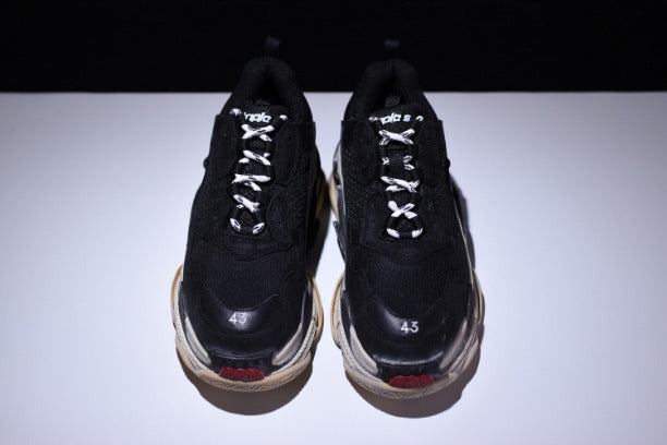 BalenciagaUnisex Triple S Mesh  Nubuck and Leather Sneakers - Black/Red