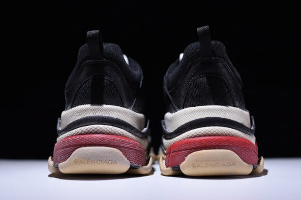BalenciagaUnisex Triple S Mesh  Nubuck and Leather Sneakers - Black/Red