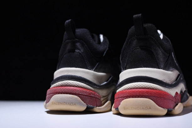 BalenciagaUnisex Triple S Mesh  Nubuck and Leather Sneakers - Black/Red